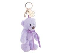 Finni - Portachiavi con moschettone e peluche a forma di orso, da attaccare allo zaino o alla borsa di grandi e piccini, 13 cm, lilla