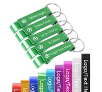 Fino a 150 Pezzi Apribottiglie Personalizzate Portachiavi Apribottiglie Birra Can Opener con Logo Testo Nome Personalizzato Partito Bomboniere Matrimonio Bulk verde
