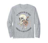 Fino alla Morte Non Ci separi per Sempre Love Skeleton Rose Romantic Maglia a Manica