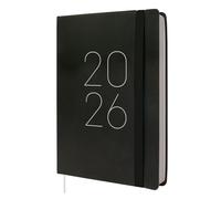 Finocam - Agenda 2026 1 Giorno Pagina | Gennaio - Dicembre (12 mesi) | Agenda A5 con elastico e nastro a maglia | Copertina morbida Flexi Lisa - Nero - Italiano