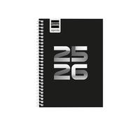 Finocam - Agenda Cool Corso 2025 2026 Settimana Vista Orizzontale Settembre 2025 - Giugno 2026 (corso scolastico) + Luglio e Agosto Riassunti Nero Catalano