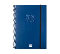 Finocam - Agenda Espiral Opaque 2024 Layout Settimanale Orizzontale Gennaio 2024 - Dicembre 2024 (12 mesi) Blu Internazionale