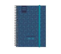 Finocam - Agenda scolastica 2020-2021, E8, 120 x 171, vista settimanale orizzontale, spir Nobel, blu, catalano