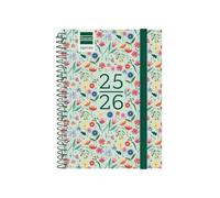 Finocam - Agenda secondaria corso 2025 2026 Settimana Vista Orizzontale Settembre 2025 - Giugno 2026 (corso scolastico) + Luglio e Agosto sintesi Fiori spagnolo