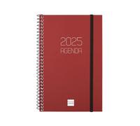 Finocam - Agenda Spiral Opaque 2025 Settimana Vista Orizzontale Gennaio 2025 - Dicembre 2025 (12 mesi) Bordeaux Spagnolo