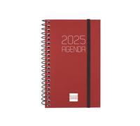 Finocam - Agenda Spiral Opaque 2025 Settimana Vista Orizzontale Gennaio 2025 - Dicembre 2025 (12 mesi) Bordeaux Catalano
