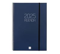 Finocam - Agenda Spiral Opaque 2025 Settimana Vista Verticale Gennaio 2025 - Dicembre 2025 (12 mesi) Blu Catalano
