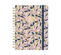 Finocam - Agenda Spirale 2026 1 Giorno per Pagina | Gennaio - Dicembre 12 mesi | Agenda Annuale 2026 con elastico | Doppia Spirale Copertina Rigida You - Foglie - Internazionale