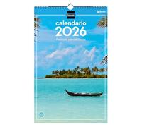 Finocam - Calendario da parete 2026 25x40 cm Mese Vista Gennaio - Dicembre 2026 + Sep.- Dic. 2025 (4 mesi) ridotti | Calendario 2026 | Immagini Paesaggi paradisiaci - Italiano