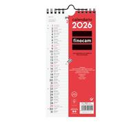 Finocam - Calendario da parete 2026 Layout Mensile Gennaio - Dicembre 2026 12 mesi | Calendario 2026 per annotazioni | Planner mensile Neutro - Italiano, Muro scrivere, Lungo S - 110x235 mm