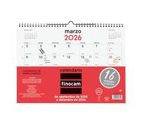 Finocam - Calendario Neutro Parete 16 Mesi 2025 2026 Mese Vista Settembre 2025 - Dicembre 2026 (16 mesi) Neutro Spagnolo
