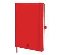 FINOCAM - Taccuino Nexo Copertina Rigida Pagine Bianche Rosso | Taccuino A5 con Fogli Microforati | Tasca e Portapenna | 72 Fogli, Ideale per Scrivere e Disegnare