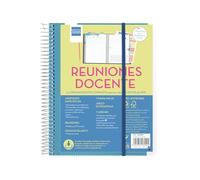 Finocam - Taccuino per riunioni per insegnanti | 75 modelli | 13 fogli bianchi | 122 adesivi | copertina personalizzabile | spirale metallica | planner di lezioni, bianco, medio, carta | Italiano