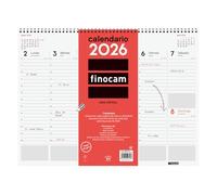 Finocam - Vade Espiral Settimana Vista 2026 Settimana Vista Verticale Gennaio 2026 - Dicembre 2026 (12 mesi) Neutro Spagnolo