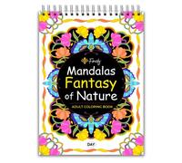 Finoly Libro Mandala da Colorare Adulti | Album Mandala Animali da Colorare | mandala da colorare per Adulti A4 Carta Premium Rilegatura a Spirale (Fantasia natura giorno)