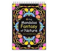 Finoly Libro Mandala da Colorare Adulti | Album Mandala Animali da Colorare | mandala da colorare per Adulti A4 Carta Premium Rilegatura a Spirale (Fantasia natura notte)