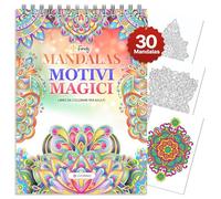 Finoly Libro Mandala da Colorare Adulti Riduce lo Stress Magical Patterns 30 llustrazioni | Libri Mandala da Colorare per Adulti A4 | Album Mandalas L’inchiostro non Trapassa | Rilegatura a Spirale