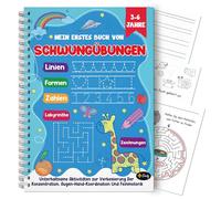 Finoly Quaderno Prescolare 3-6 anni (Tedesco) | Esercizi di pregrafismo dai 3 anni per bambini e bambine | Quaderno di Pregrafismo per Scuola Materna e Primaria | Libro di Grafomotricità A4
