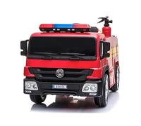 FINOOS Autocarro elettrico del pompiere per Bambini 12V Firetruck, Ruote Gomma con Telecomando 2,4 GHz 1-5 Anni (Rosso)