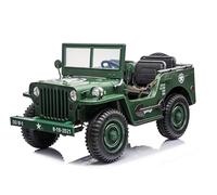 FINOOS J.E.E.P Willy's Army Auto Macchina elettrica per bambini 24 V, 3 posti, con telecomando 2,4 GHz, 4 motori 24V 200W (Verde Matcha)