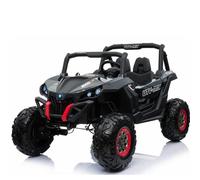 FINOOS Macchina Elettrica per Bambini 2 Posti 24V Fuoristrada Maxi Buggy con Ampio Sedile, Macchina Elletrica UTV-MX Buggy 24V con telecomando, motore 4 x 12V 45W, batteria: 2x12V7AH, 3-7 anni (Nero)
