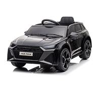 FINOOS Macchina Elettrica per Bambini A.U.D.I RS6 con telecomando a 2,4 GHz, 2 x Motore 12V 30W,V. Max. 5 Km/h telecomando Effetti sonori (Nero)