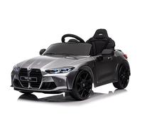 FINOOS Macchina Elettrica per Bambini B.M.W M4 12v Full Optional con Sedile in Pelle - Auto Elettrica per Bambini con Telecomando (Grigio)