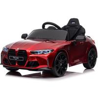 FINOOS Macchina Elettrica per Bambini B.M.W M4 12v Full Optional con Sedile in Pelle - Auto Elettrica per Bambini con Telecomando (Rosso)