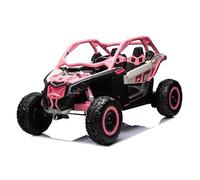 FINOOS Macchina Elettrica per Bambini Can-Am Maverick 24V Fuoristrada 2 Posti Maxi Buggy, 4x 200W Motore con Telecomando e Ampio Sedile, Batteria: 24V7AH, 3-8 anni (Rosa)