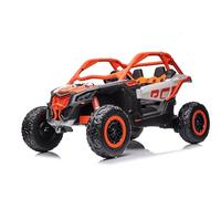 FINOOS Macchina Elettrica per Bambini Can-Am Maverick 24V Fuoristrada 2 Posti Maxi Buggy, 4x 200W Motore con Telecomando e Ampio Sedile, Batteria: 24V7AH, 3-8 anni (Arancione)