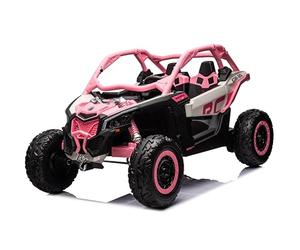 FINOOS Macchina Elettrica per Bambini Can-Am Maverick 24V Fuoristrada 2 Posti Maxi Buggy, 4x 200W Motore con Telecomando e Ampio Sedile, Batteria: 24V7AH, 3-8 anni (Rosa)