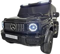 FINOOS Macchina elettrica per bambini Mercedes G63 2 posti 24V, 4 x 200W, totale 800W, AMG Auto elettrica per bambini a 2 posti con telecomando - Sedile in pelle e pneumatici Eva (Nero Metallizzato)
