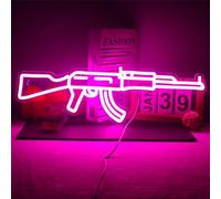 FINOTI AK 47 LED insegna Neon Pistola Luminosa LED Lampada da Sospensione Notturna Sala Giochi Negozio Bar Decorazione Parete Personalizzata Feste alimentata Tramite USB Neon,C