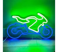 FINOTI Insegna al neon con motocicletta a LED da appendere alla parete, luce notturna decorativa per bici, negozio d'arte, club, feste, sport, moto, garage, decorazione da parete, regalo USB con