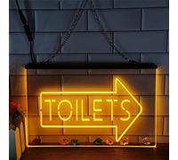 FINOTI Segno Neon Freccia Servizi igienici Luce Neon Freccia Bagno insegna Neon LED Freccia per Bagno Segno Toilette Negozio Ristorante dell'hotel insegna Luminosa Neon Segno Luminoso,C,11.8"x7.9"