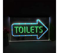 FINOTI Segno Neon Freccia Servizi igienici Luce Neon Freccia Bagno insegna Neon LED Freccia per Bagno Segno Toilette Negozio Ristorante dell'hotel insegna Luminosa Neon Segno Luminoso,A,15.7"x23.6"
