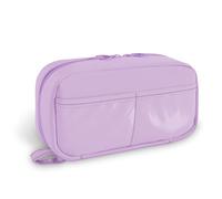 FINPAC Astuccio, Astuccio Scolastico Portamatite 3 Scomparti, Grande Capacità Pieghevole 165°, Organizzatore con Cerniera Doppia per Scuola e Ufficio, Design Portatile Multiuso, (Viola)