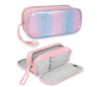 FINPAC Astuccio di Grande Capacità, Portatile Cancelleria Borsa con 3 Scomparti, Portamatite con Cerniera per Scuola Ufficio Studenti Universitari Adulto, (Ombré glitterato)