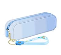 FINPAC Astuccio in Silicone con Cinturino da Polso, Grande Capacità Cancelleria Organizzatore con Cerniera, Portamatite per Scuola Studenti Universitari, Borsa dei Trucch per Donna, (Blu)