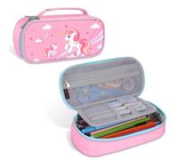 FINPAC Astuccio, Portatile Cancelleria Borsa con Tessuto a Rete, Maniglia, Doppia cerniera, Astuccio per Penne, Astuccio per la Scuola Ufficio Studenti Universitari (Cavallo carino)