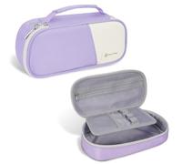 FINPAC Astuccio, Portatile Cancelleria Borsa con Tessuto a Rete, Maniglia, Doppia cerniera, Astuccio per Penne, Astuccio per la Scuola Ufficio Studenti Universitari (Lilla/Beige)