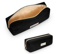 FINPAC Astuccio Scuola con 1 Scomparto, Astuccio in Velluto a Coste, Grande Astucci per Matite, Portamatite Organizzatore per Studenti Ragazze Ragazzi Donne, (Nero)