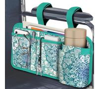 FINPAC Borsa per Sedia a Rotelle con Portapenne, Universale Pieghevole Walker Custodia con Strisce Riflettentiper, Multi-Tasche Braccioli Organizer per Deambulatori Rollator, (Emerald)