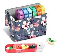 FINPAC Portapillole Settimanale 7 Giorni 4 Volte, 28 Scomparti Giornaliero Pill Box Organizzare con Borsa PU e Nome Carta, Scatola della Medicin de Viaggio, Mattino Pomeriggio Sera Notte,