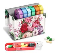FINPAC Portapillole Settimanale 7 Giorni 4 Volte, 28 Scomparti Giornaliero Pill Box Organizzare con Borsa PU e Nome Carta, Scatola della Medicin de Viaggio, Mattino Pomeriggio Sera Notte,