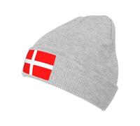 FInpan Berretto invernale in lana con bandiera danese della Danimarca, berretto lavorato a maglia da uomo e donna, foderato con morbido cappello delicato sulla pelle, caldo cappello nero, grigio,