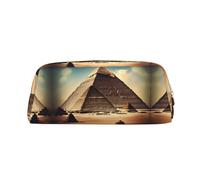 FInpan Dreaming of The Pyramids of Khufu - Astuccio in vera pelle con cerniera, per cancelleria, trucchi, adatto per studenti, scuola, ufficio., Oro, Taglia unica, Beauty case