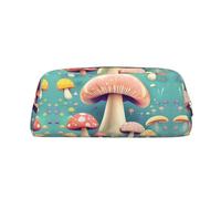 FInpan Pretty Little Mushrooms - Astuccio in vera pelle con cerniera, per cancelleria, trucchi, adatto per studenti, scuola, ufficio., Oro, Taglia unica, Beauty case