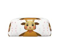 FInpan Simpatico astuccio in vera pelle con mucca in stile cartone animato, astuccio per cancelleria, trousse per trucchi, adatto per studenti, scuola, ufficio., Oro, Taglia unica, Beauty case