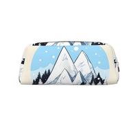FInpan Snow-Capped Mountains - Astuccio in vera pelle con cerniera, per cancelleria, trucchi, adatto per studenti, scuola, ufficio., Oro, Taglia unica, Beauty case